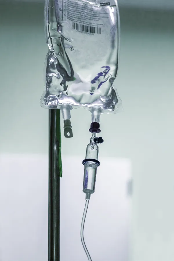 Hangover-IV-Therapy-Treatment An IV bag. Get Hangover IV therapy from Christine Collins, MD in Westside/Beverly Hills.